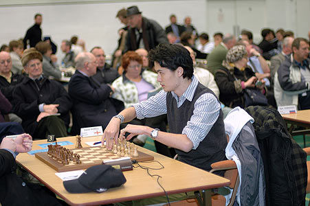 England's David Howell settles down to play his first round game, which he won.
